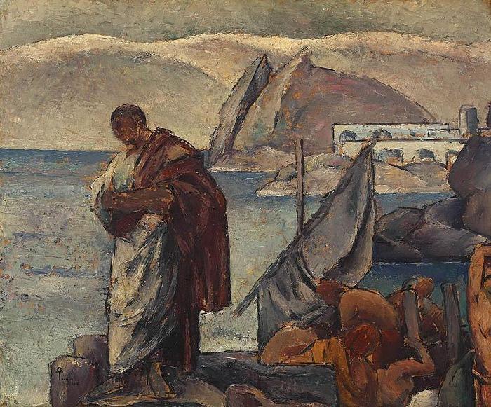 Ion Theodorescu Sion Ovidiu in exil France oil painting art
